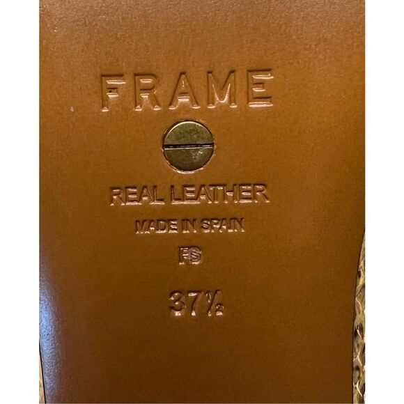 Frame Snakeskin Embossed Flat Slide Leather Mule NWOB Size 37 1/2/ 7 1/2 - Picture 7 of 7